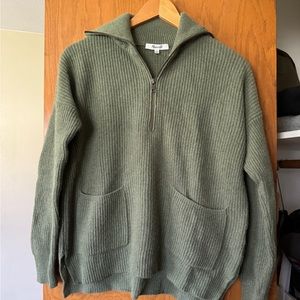 Madewell Glenbrook Wool Quarter Zip Sweater Size XXS - Green